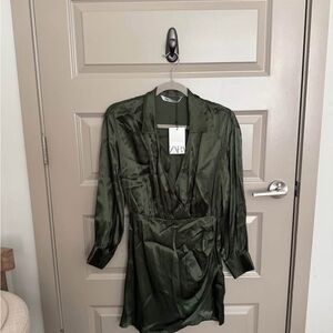Zara Long Sleeve Dress in Olive Green